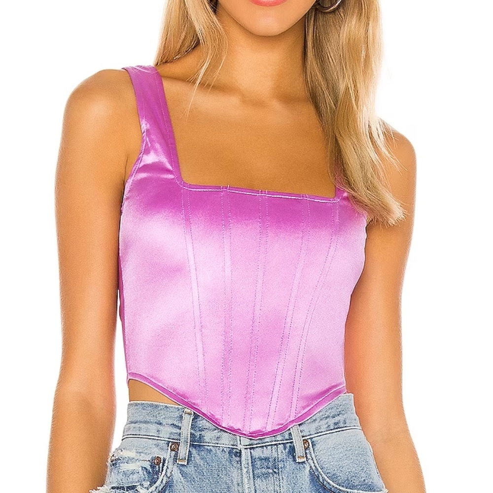 Superdown - Catey Corset Top | Purple Satin | Boned Bodice | Size: S | NWT